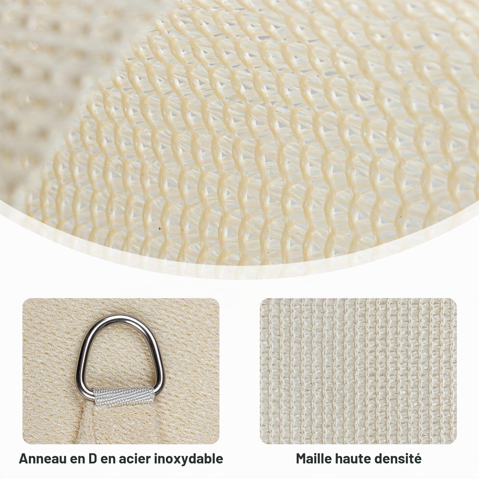 Sunnylaxx 3x4m Voile d'Ombrage Rectangulaire,UV Protection Crème