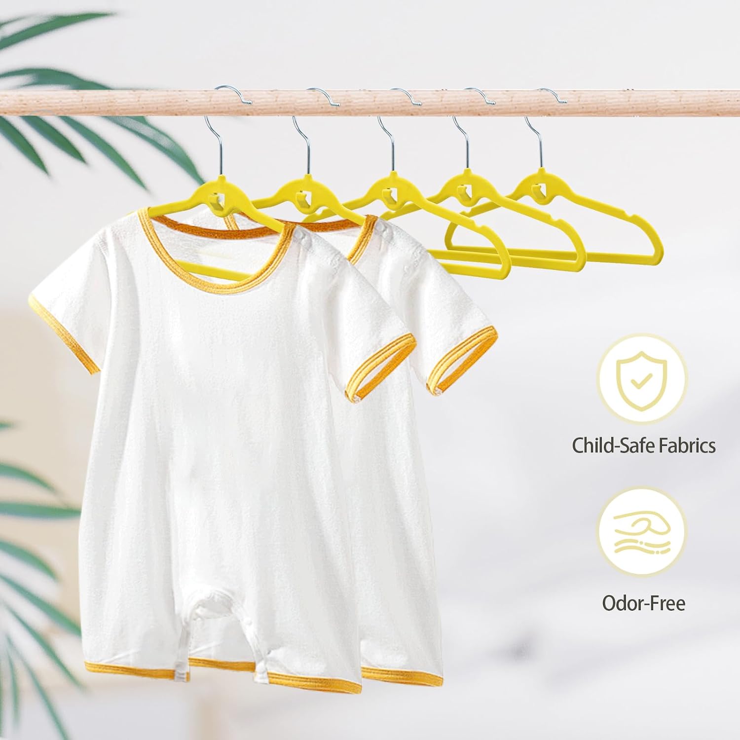 Pack of 30 Kids Velvet Hangers, Non-Slip Space-Saving with Cascading Mini Hooks, Rainbow Colors (Red, Orange, Yellow, Green, Blue) Baby and Toddler Clothes Organization