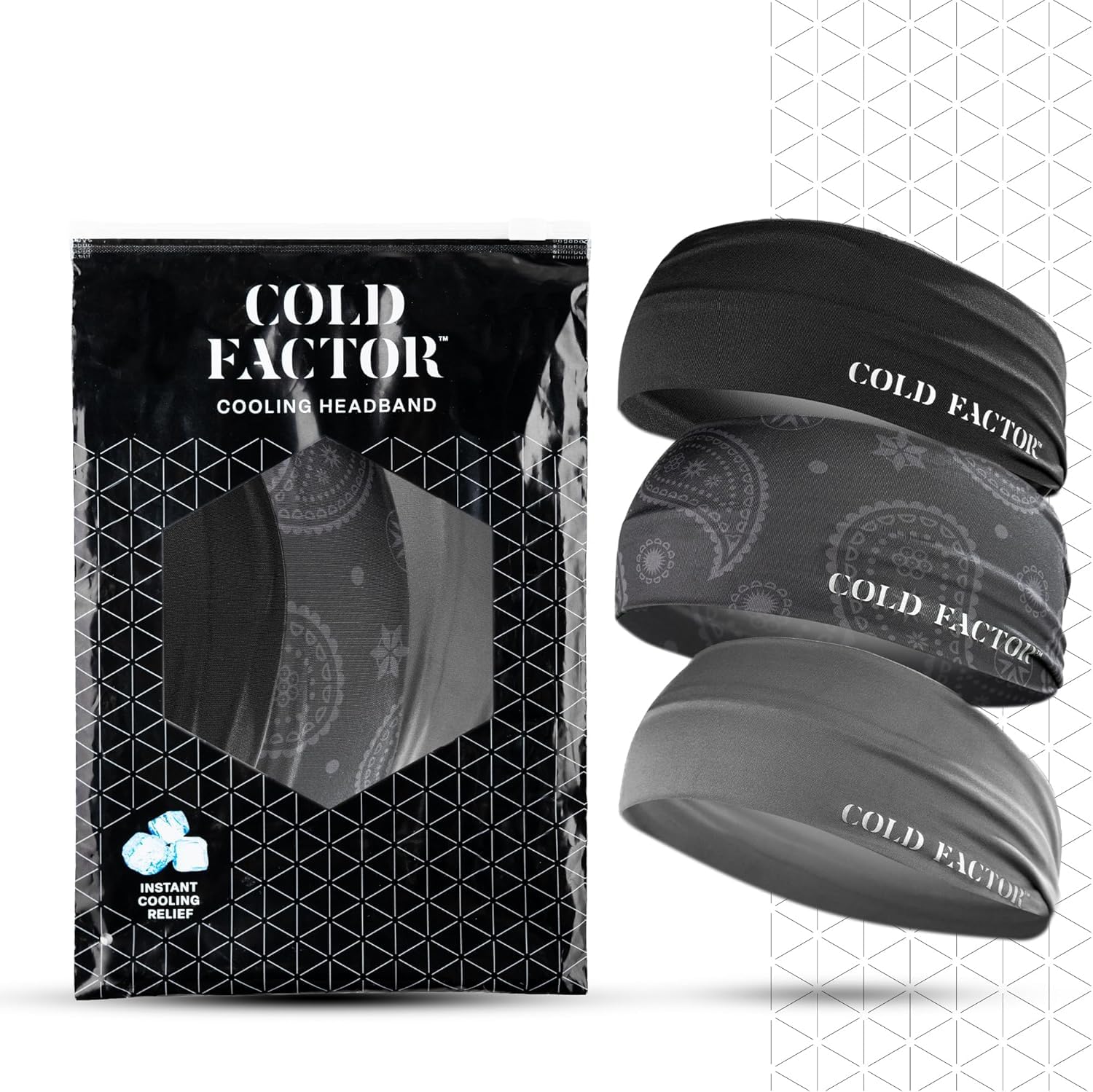 COLD FACTOR Cooling Headband for Women and Men – UPF 50+ Advanced Evaporative Comfort, Instant Cooling Sweatband for Outdoor Sports, Fitness, Yoga, Hiking, Running, and Workout