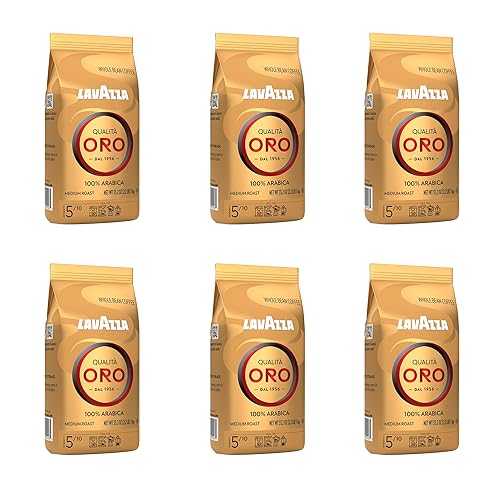 Lavazza Qualità Oro - Mezcla de café de grano entero tostado medio bolsa de 22 libras paquete de 6 tostado medio con cuerpo completo con sabor dulce