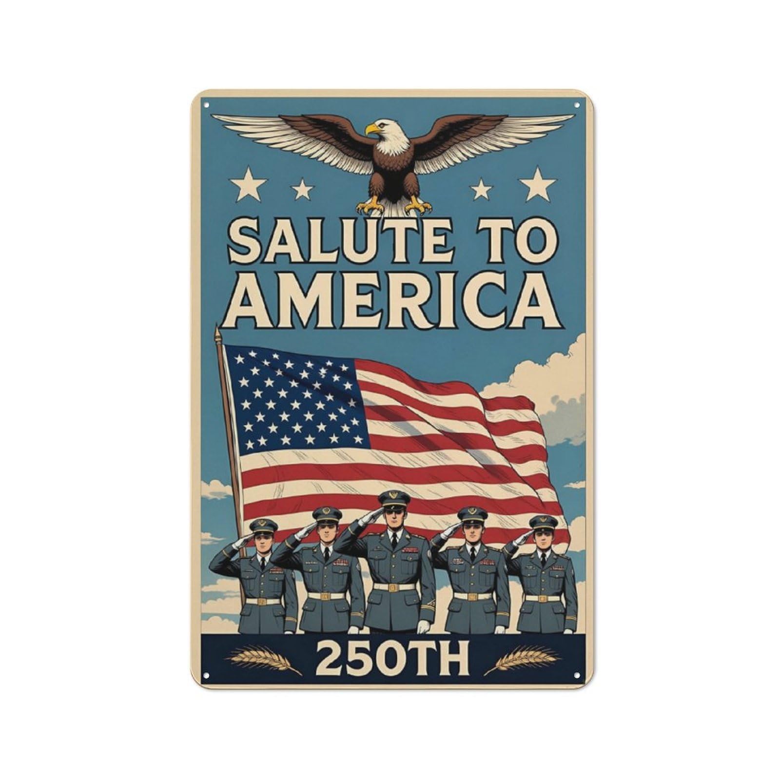 Kwqdozf As Pic American 250Th Anniversary Metal Sign Tin Signs 8X12 Inch