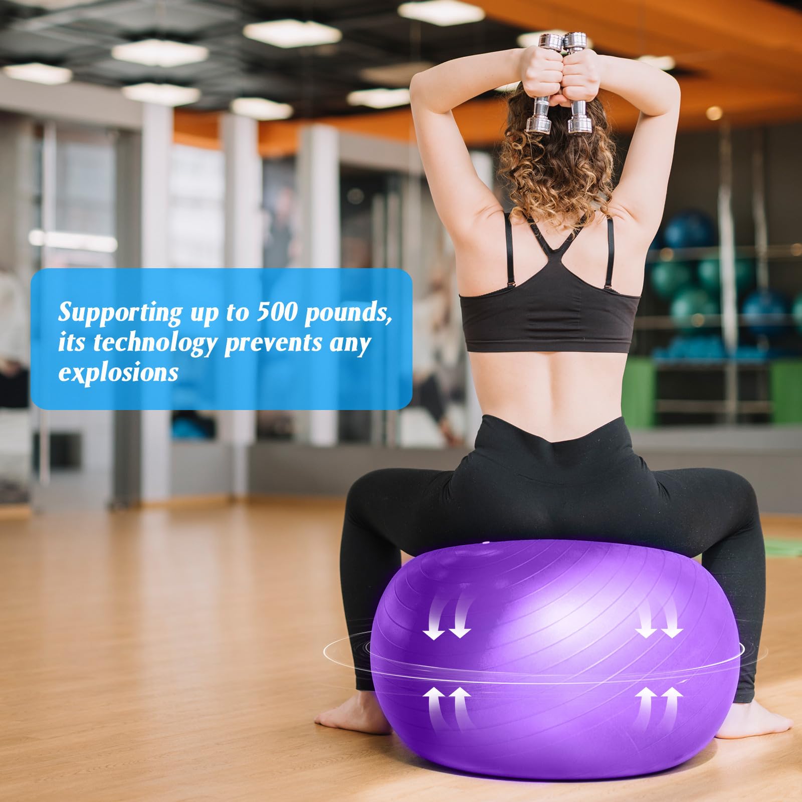 Pelota de Yoga Inflable Reforzada de PVC con Inflador para Fitness