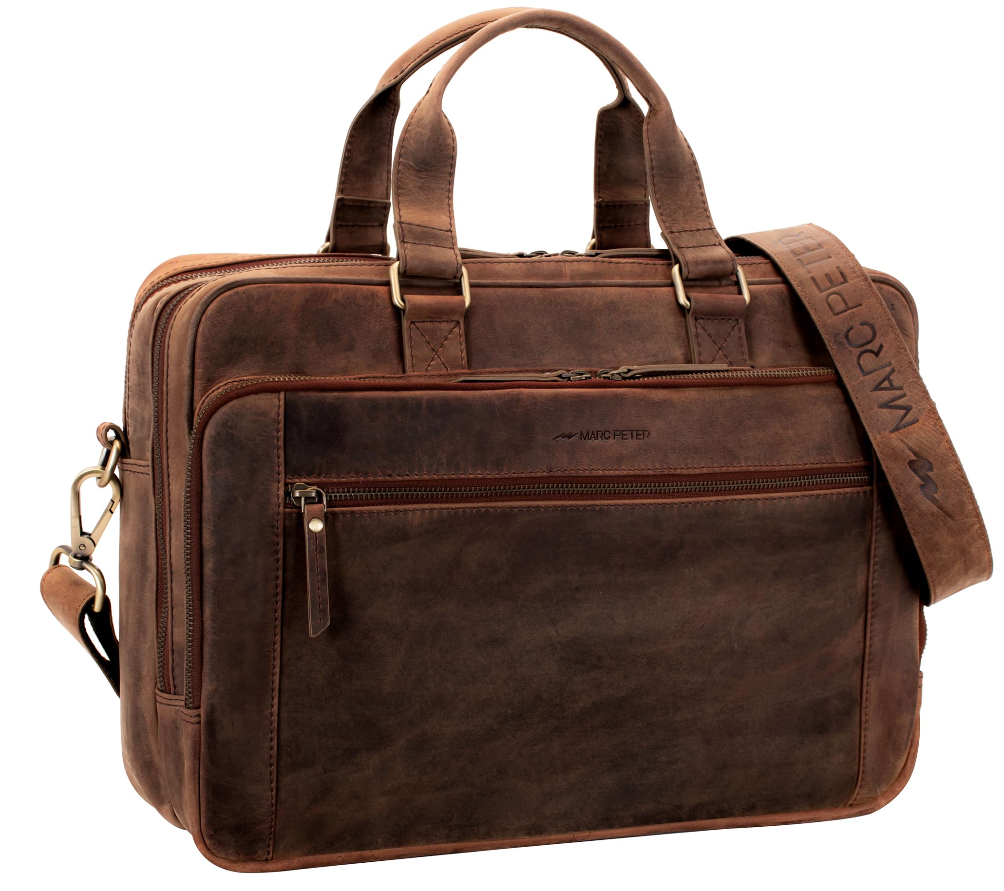 Marc Peter® Laptoptasche Seattle I Leder Umhängetasche für 15.6 zoll Laptop I Aktentasche für Notebook I Tasche für Damen und Herren