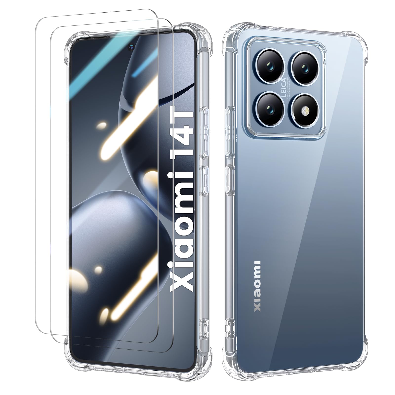 Ikziwreo Handyhülle Für Xiaomi 14T – Mit 2 Displayschutzfolien, Ultradünn & Stoßfest, Eisblau