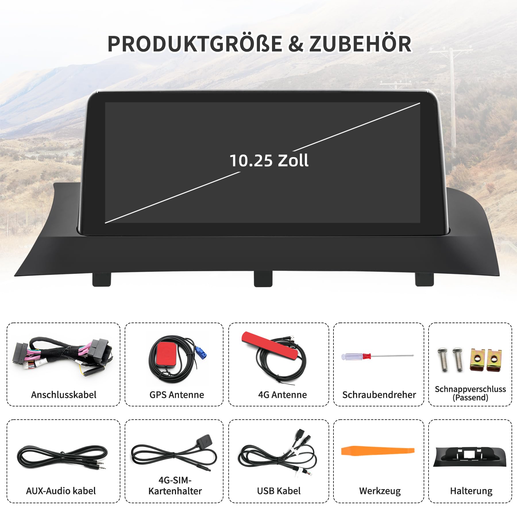 Autoradio für BMW X3/X4 F25/F26 2014–2016 NBT Sys mit CarPlay/Android Auto | Original-OEM Beibehalten, Bluetooth, Navi, FM, WLAN, DSP, Lenkradsteuerung, 4+64GB Android Auto Radio 10,25 Zoll Touchscreen