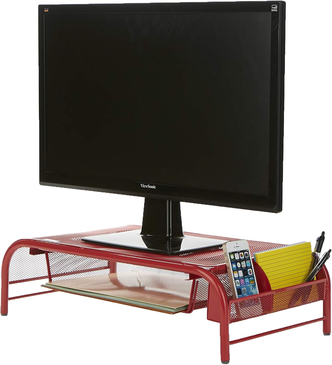Mind Reader MESHMONSTA-RED Metal Mesh Desk Drawer, Desktop Monitor Stand Organizer : Electronics