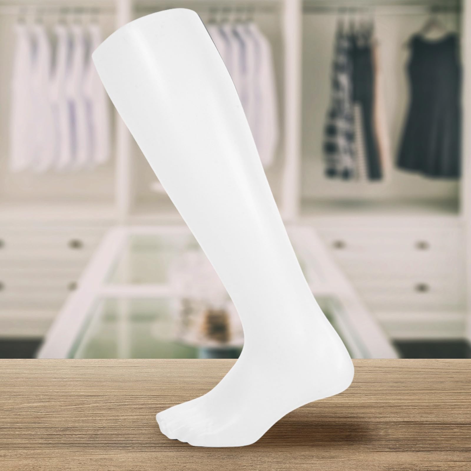 GARVALON Pied Design Minimaliste en Plastique Blanc Facile à Nettoyer Mannequin pour Chaussettes Longues pour Affichage de Bijoux et Chaussures en Magasin