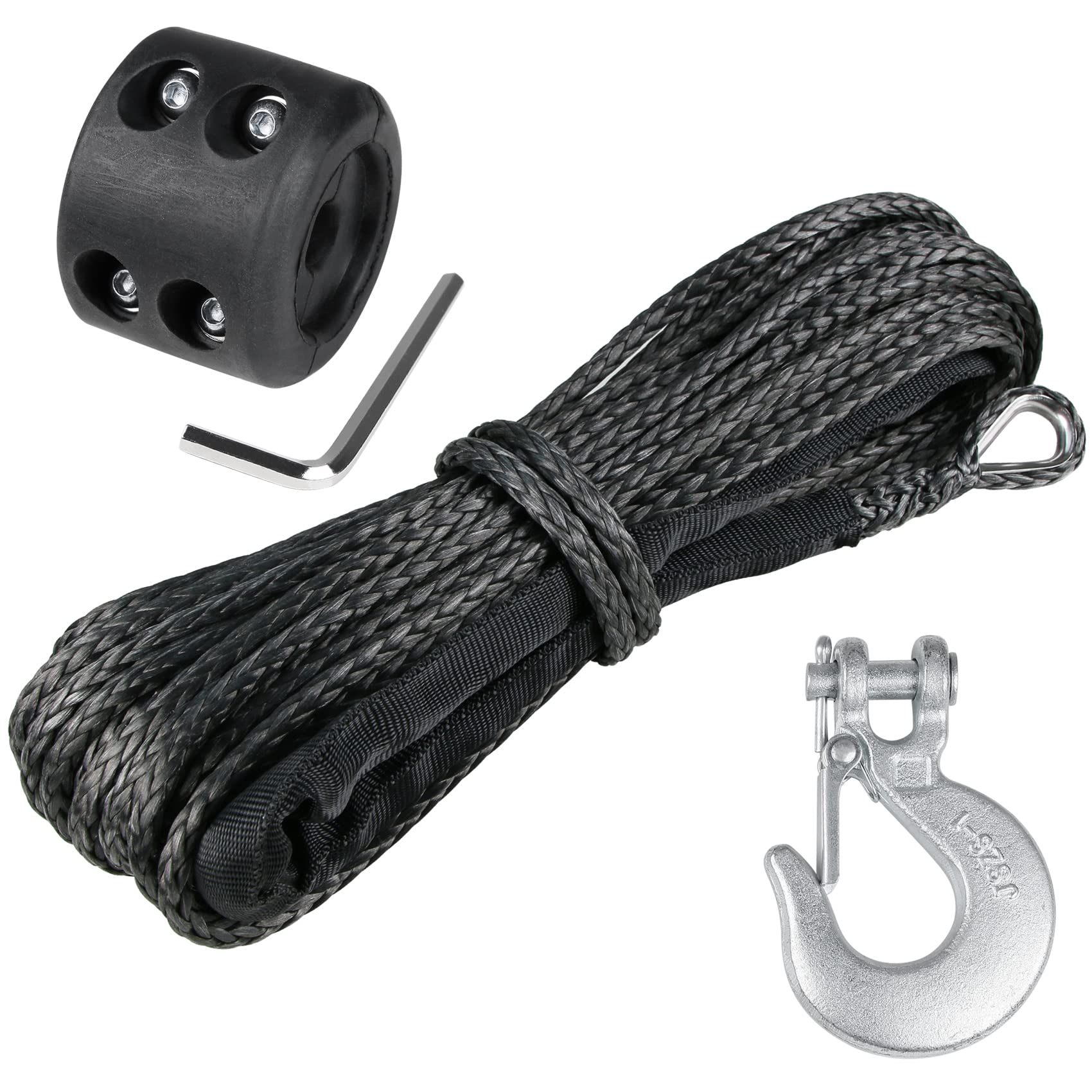 Buy WROUGH 1/4" Synthetic Winch Rope 50 Ft Black Heavy Duty 8500 lb ATV