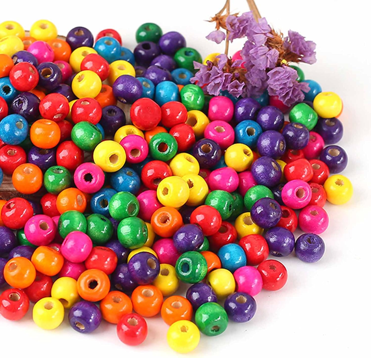 ToBeIT 600Pcs Assorted Color Wood Beads 10mm Round Colorful Wooden Bead Painted Wood Beads for Jewelry Making DIY Crafts Home & Party Decoration - Image 2
