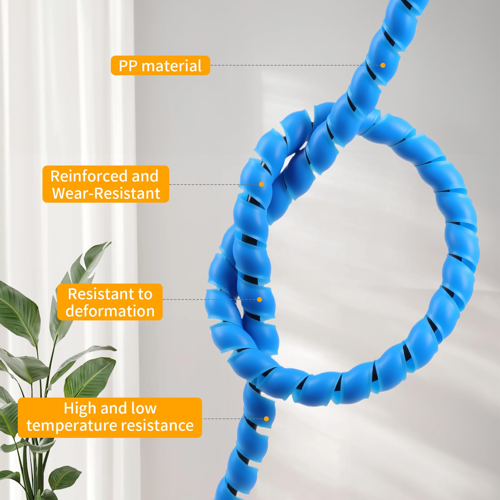 Avvolgicavo a spirale, 5 m, 10 m, copertura per cavi, flessibile a spirale, per evitare che il gatto mastichi i cavi (blu, 8 mm - 5 m)