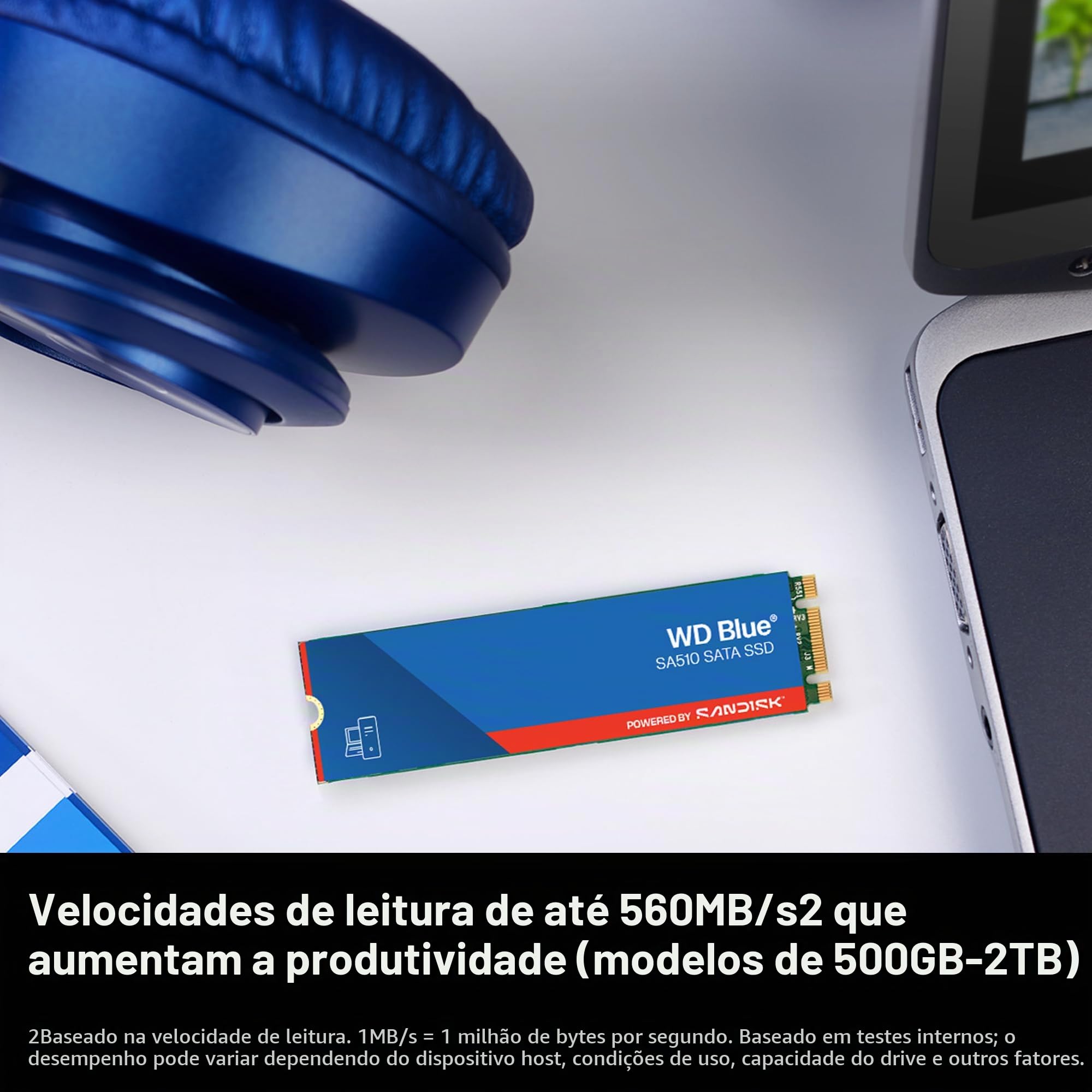 SSD 1TB Western Digital WD Blue SA510, SATA III, M.2 2280, Leitura