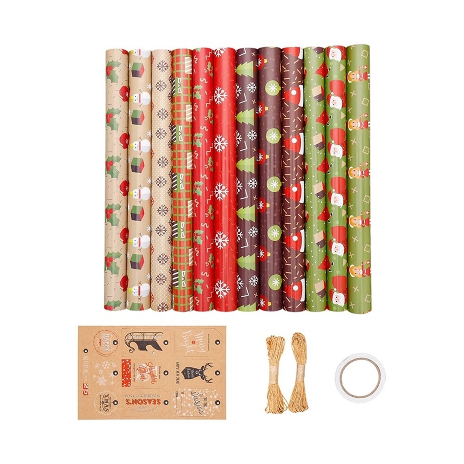 ZZSRJ 12er-Pack Geschenkpapierbögen, for Weihnachten, Geburtstagsparty, Geschenkpapier-Set (Color : A, Size : 19.68x27.56in)
