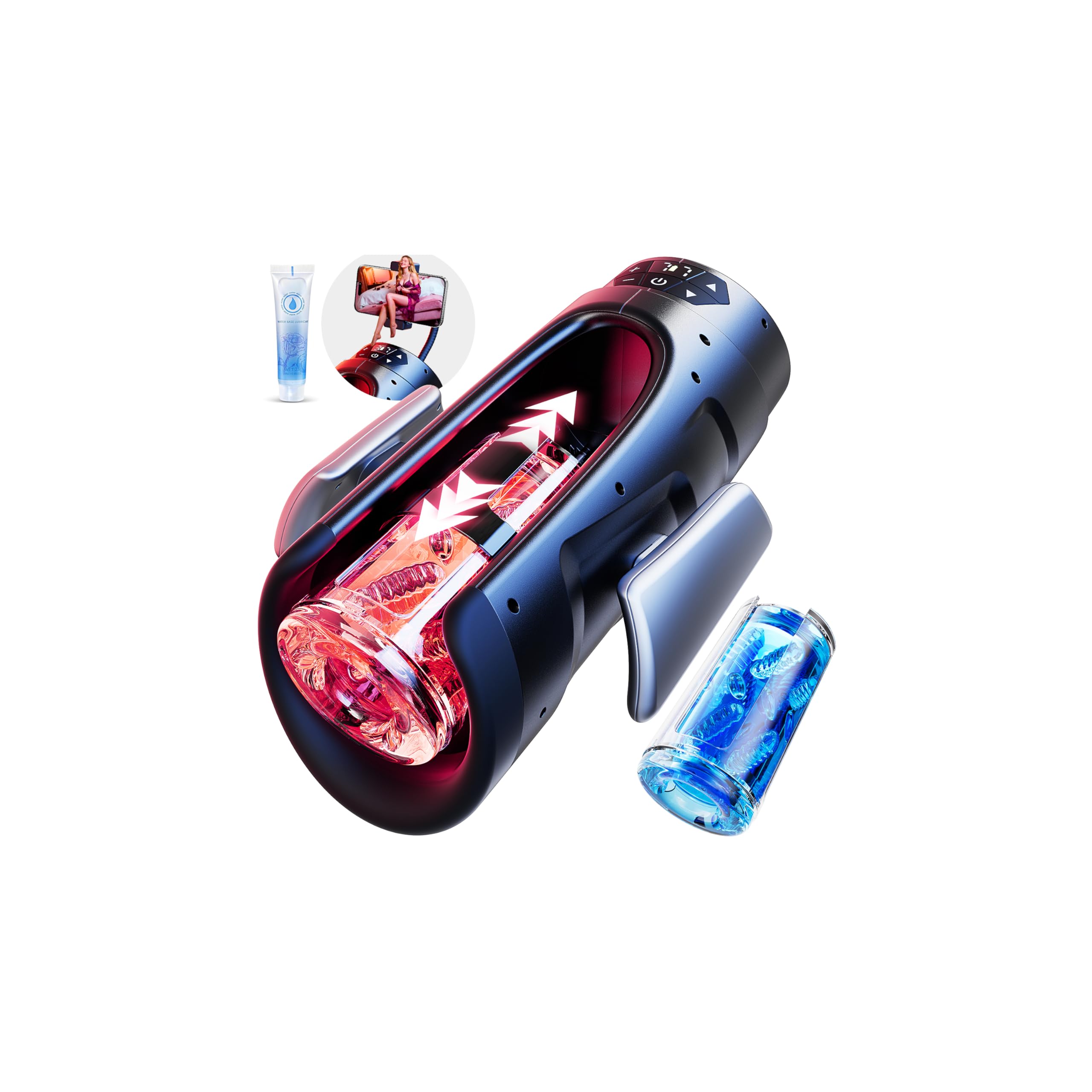Masturbatore Maschile Automatico Sex Toys Uomo - Masturvatore per Uomo Realista con 7 Modalità Telescopiche,Sexytoysys Coppia con 5 Modalità di Spinta & 1-17 Cm,Sex Toy 3D Vagina Supporto per Telefono