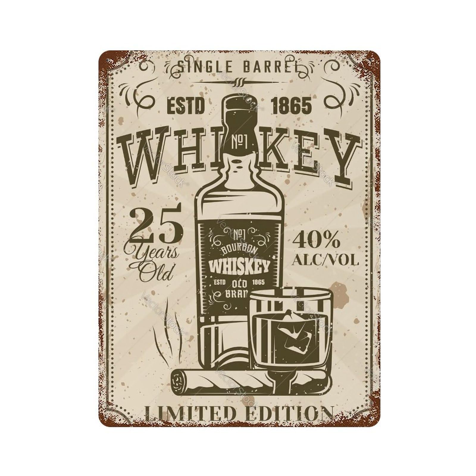 YHGERTKU Whikey Wall Art Retro Iron Vintage Metal Tin Sign Poster Modern Decor for Living Rooms Gift 40x30cm