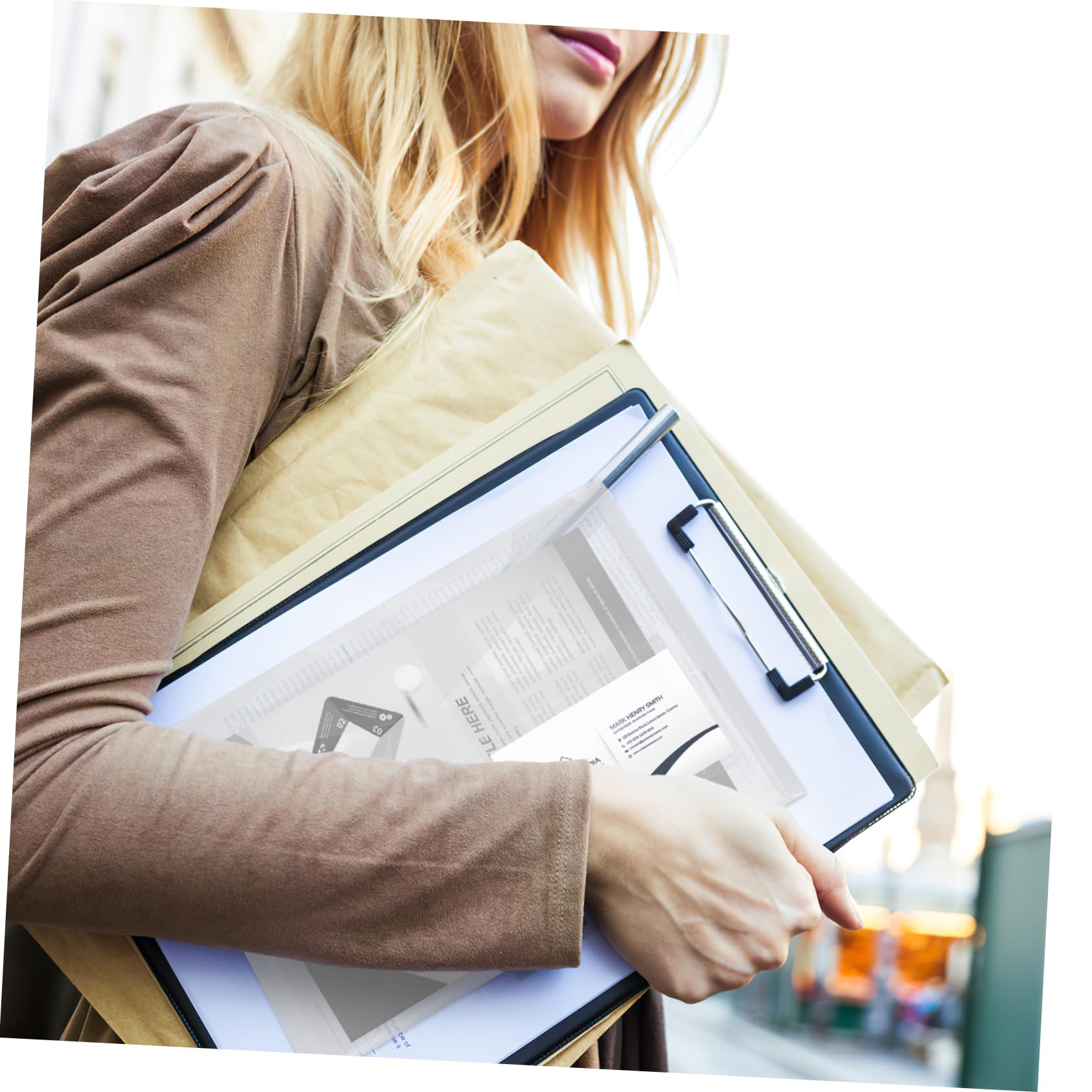 PLAFOPE Borsa Documenti A5 in Pp con Bottone a Pressione e Tasca per Carte da Visita 20pezzi Contenitore per Documenti Trasparente con Ampia Capacità