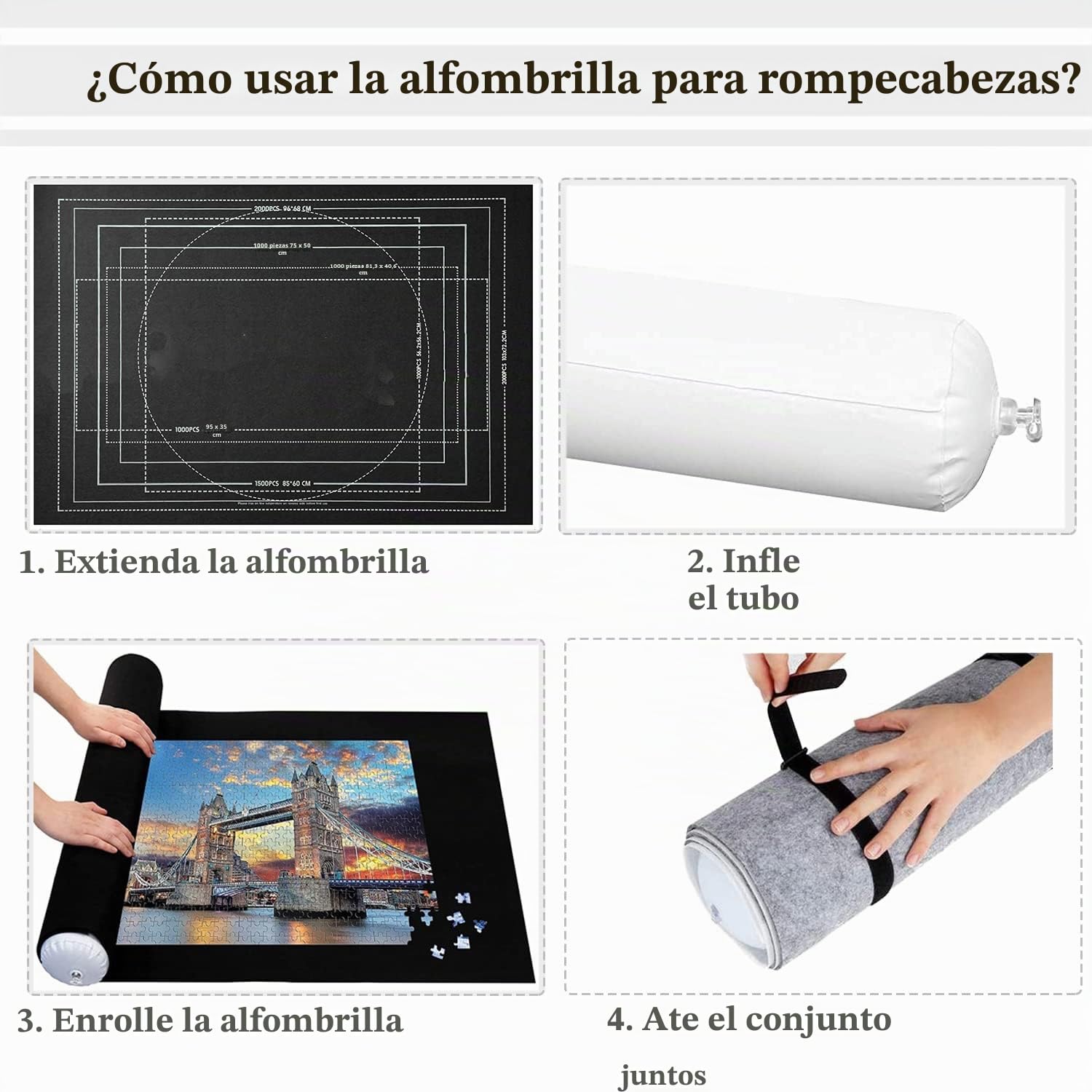 Celawork Alfombrilla Enrollable para Rompecabezas para rompecabezas 1000 1500 2000 3000 Piezas Salvapuzles Almohadilla de Almacenamiento para Rompecabezas (Negro, para 1500)