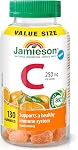 Jamieson Vitamin C 250 mg, 60 Gummies, Natural Tangy Orange Flavour. Supports Immune Health, Strong Teeth and Bones. Family Friendly (3+), Vegetarian, Non-GMO, Gelatin-Free