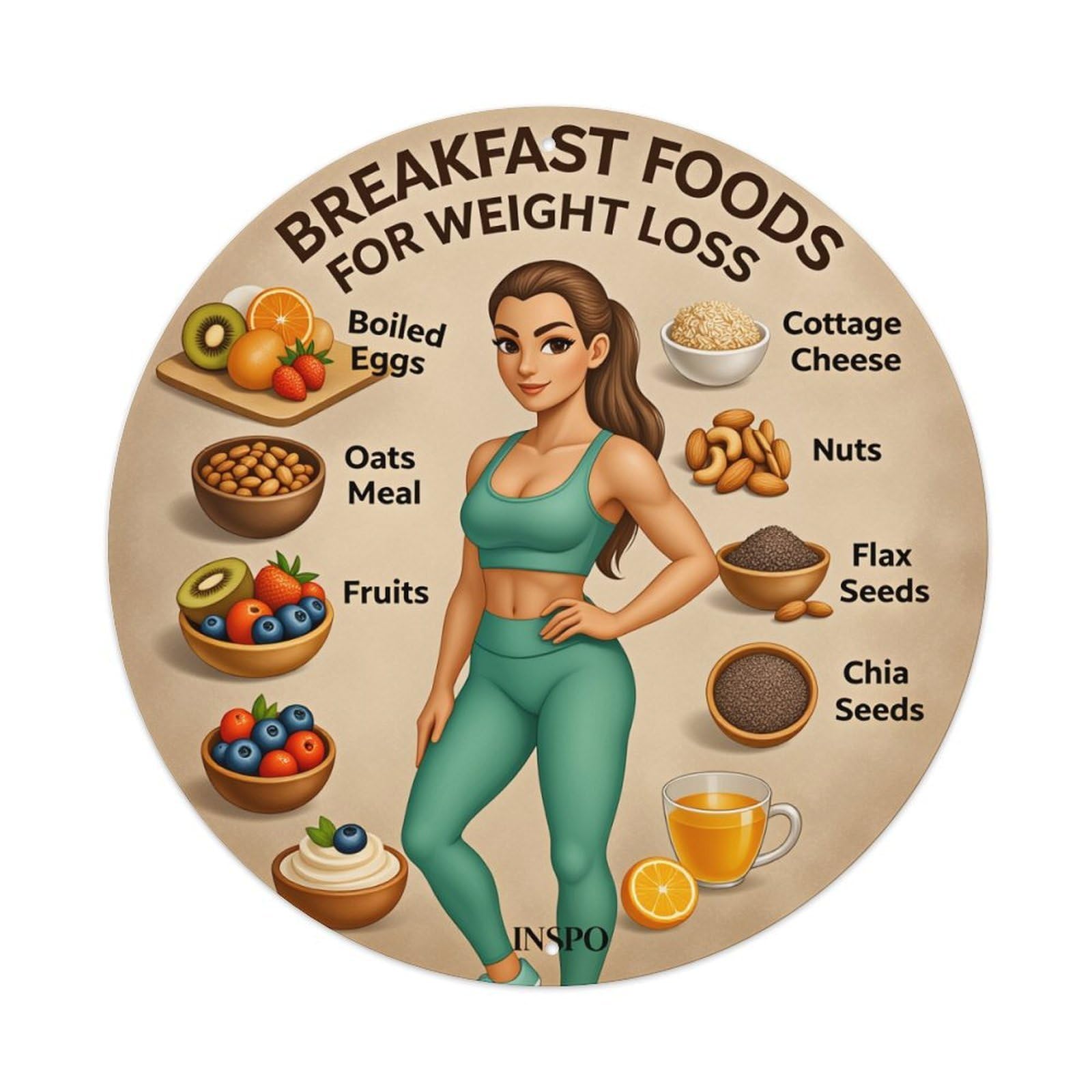 Breakfast Foods For Weight Loss Metal Tin Sign Vintage Garden Bedroom Cafe Bar Man Cave Home Wall Decor Metal Poster 8x8 inches