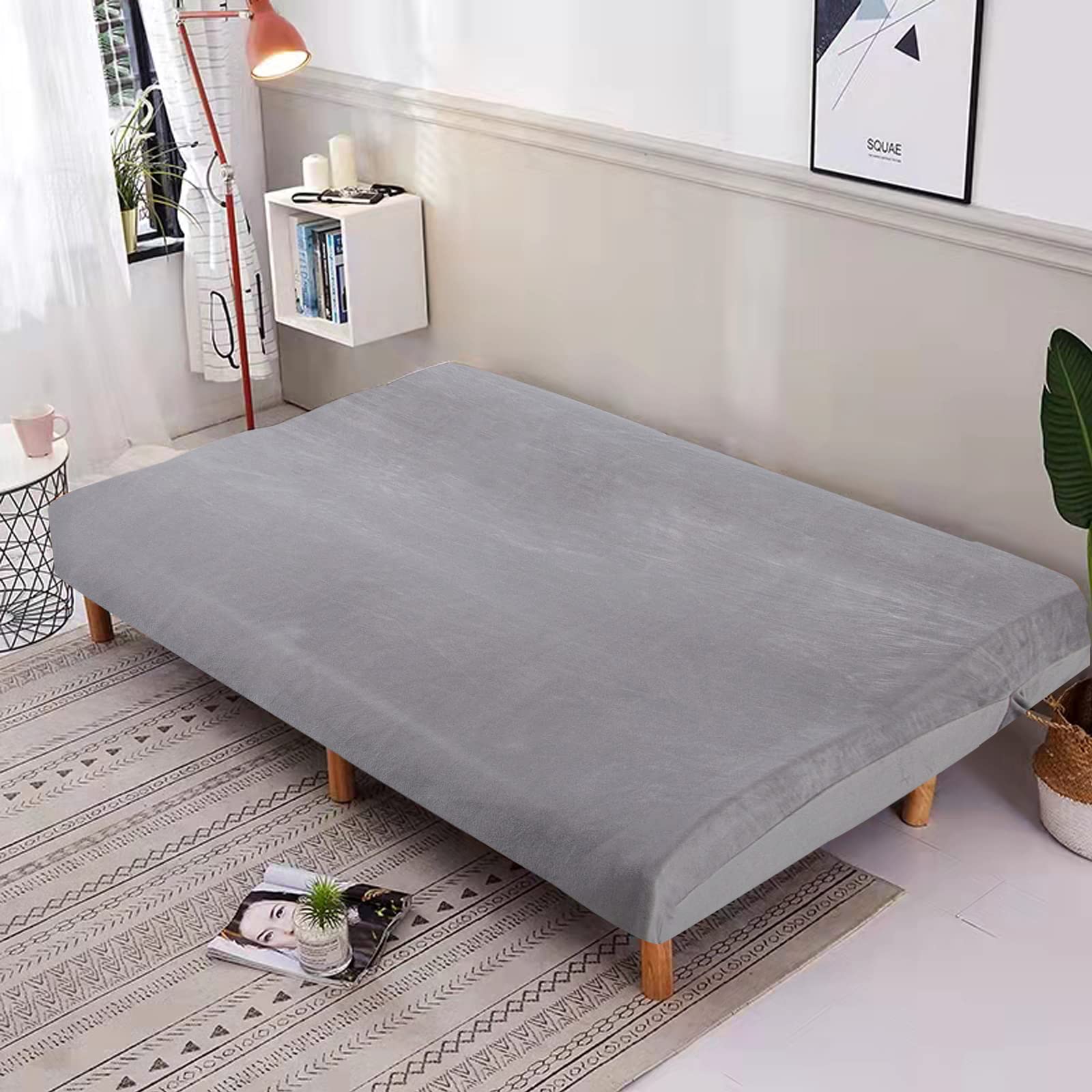Jaotto Copridivano 2/3 Posti Senza Braccioli Elasticizzato,Fodere Copridivano Letto Antigraffio Lavabile Rimovibile,Copridivano Clic Clac Elastico Pieghevole Antiscivolo Casa Soggiorno,Grigio Argento