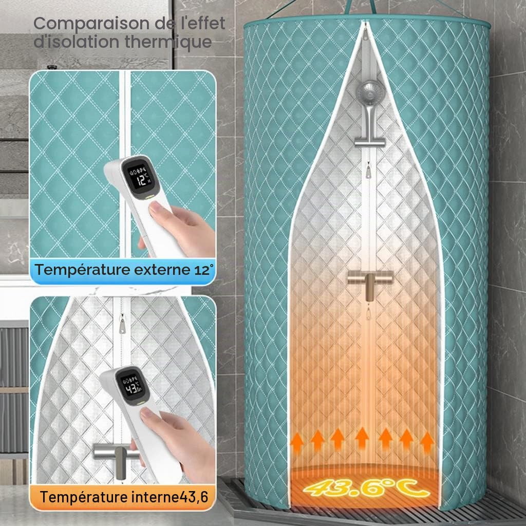 Rideaux De Douche Rideau De Douche en Coton Épaissi Rideau De Douche De Salle De Bains Imperméable, Rond Polyester Suspendu Double Rideau De Douche Zippé ( Size : 80X200CM )