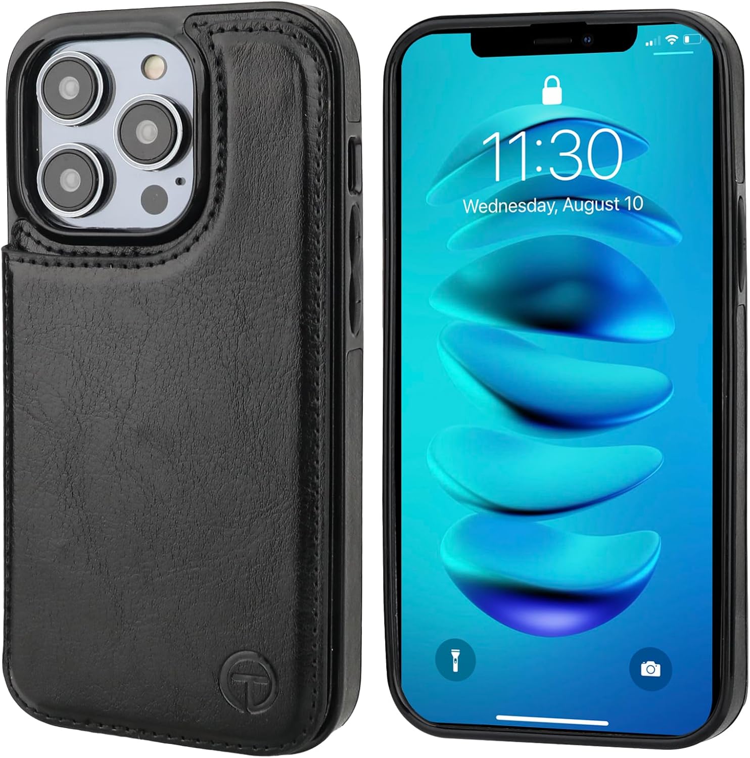 ONETOP Compatible with Magsafe for iPhone 14 Pro Wallet Case with Card Holder, PU Leather Kickstand RFID Blocking Case, Double Magnetic Clasp and Durable Shockproof Cover 6.1 Inch (Black) - Image 3