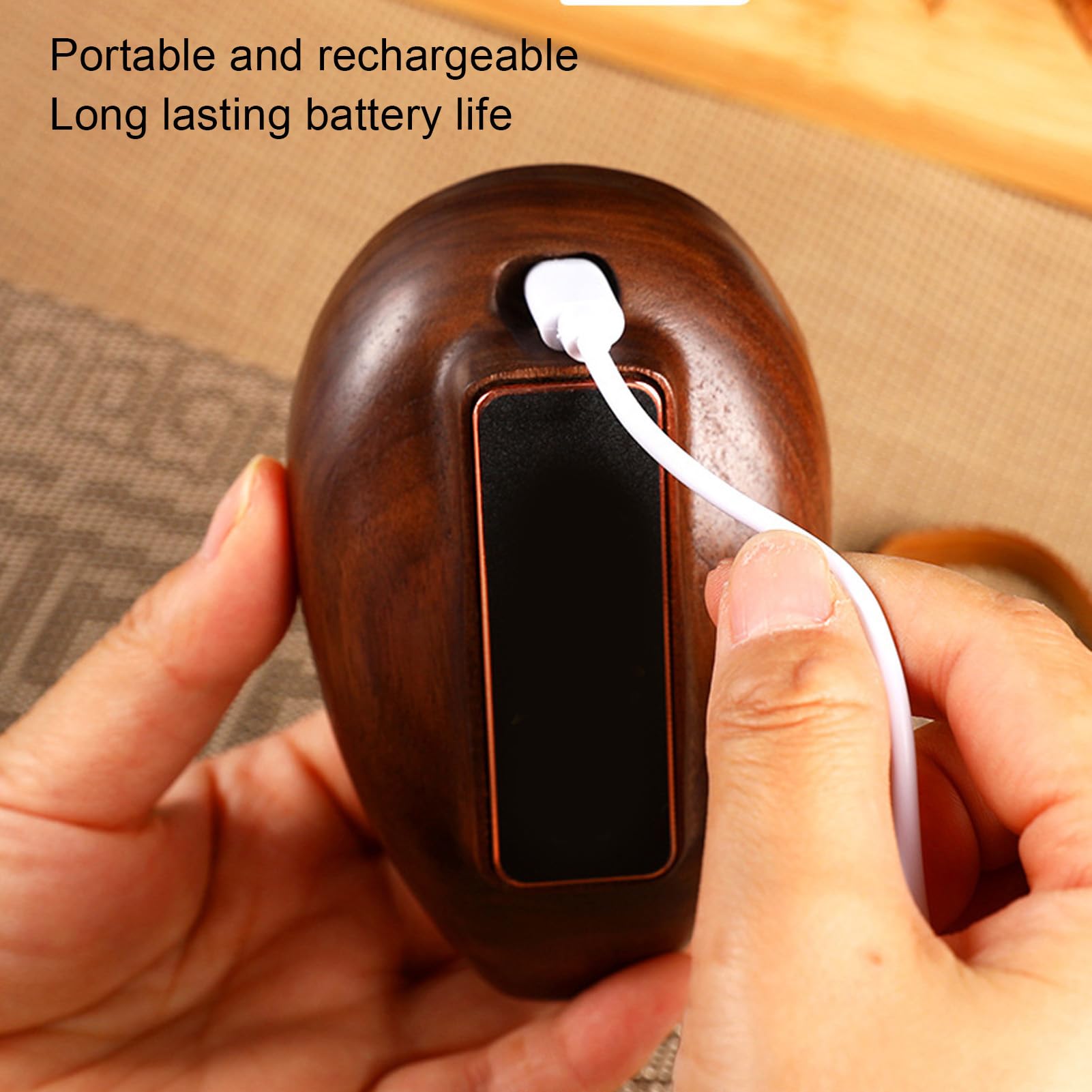 Fdit Báscula de té de Madera, Báscula de Cocina Elegante Recargable Color Nogal Digital Coffee Steelyard para Verter sobre café y Hornear