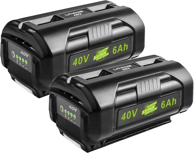 2 Packs OP4060 40V 6.0Ah Lithium Battery Replacement for All Ryobi 40-Volt Power Tools OP4015 OP4026 OP40201 OP40261 OP4030 OP4040 OP40401 OP4050 OP40501 OP4050A OP40601 OP4060A RY40200 RY40403