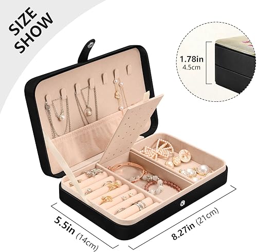 Miniatura 5 de linqin PU Leather Jewelry Box, Eiffel Tower Simbol Spring Blooming Flowers Travel Jewelry Case Portable Jewelry Organizer for Rings Earrings