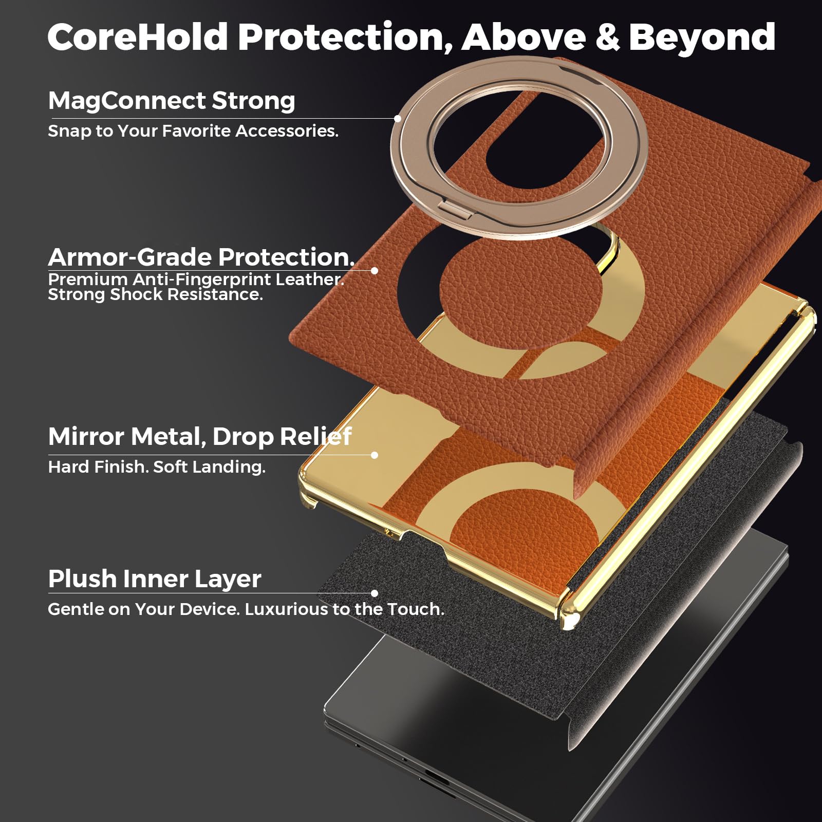 Magnética Funda para Samsung Galaxy Z Fold 8, Galvanizar Lichi Patrón Cuero