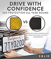 Vista 2 de Silicone Black License Plate Frame Covers 2 Pack- Front and Back Car Plate Bracket Holders. Rust-Proof, Rattle-Proof, Weather-Proof (Black)