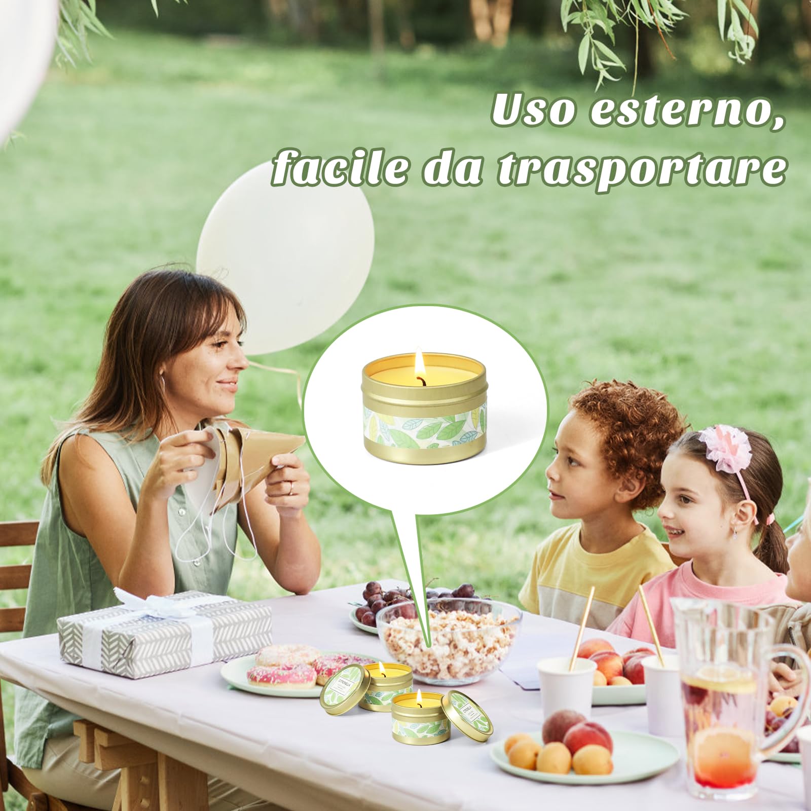 SCENTORINI Candele alla Citronella, 6 Candele in Cera di Soia Naturale Estiva per Interni Esterni Giardino Viaggio Campeggio Picnic