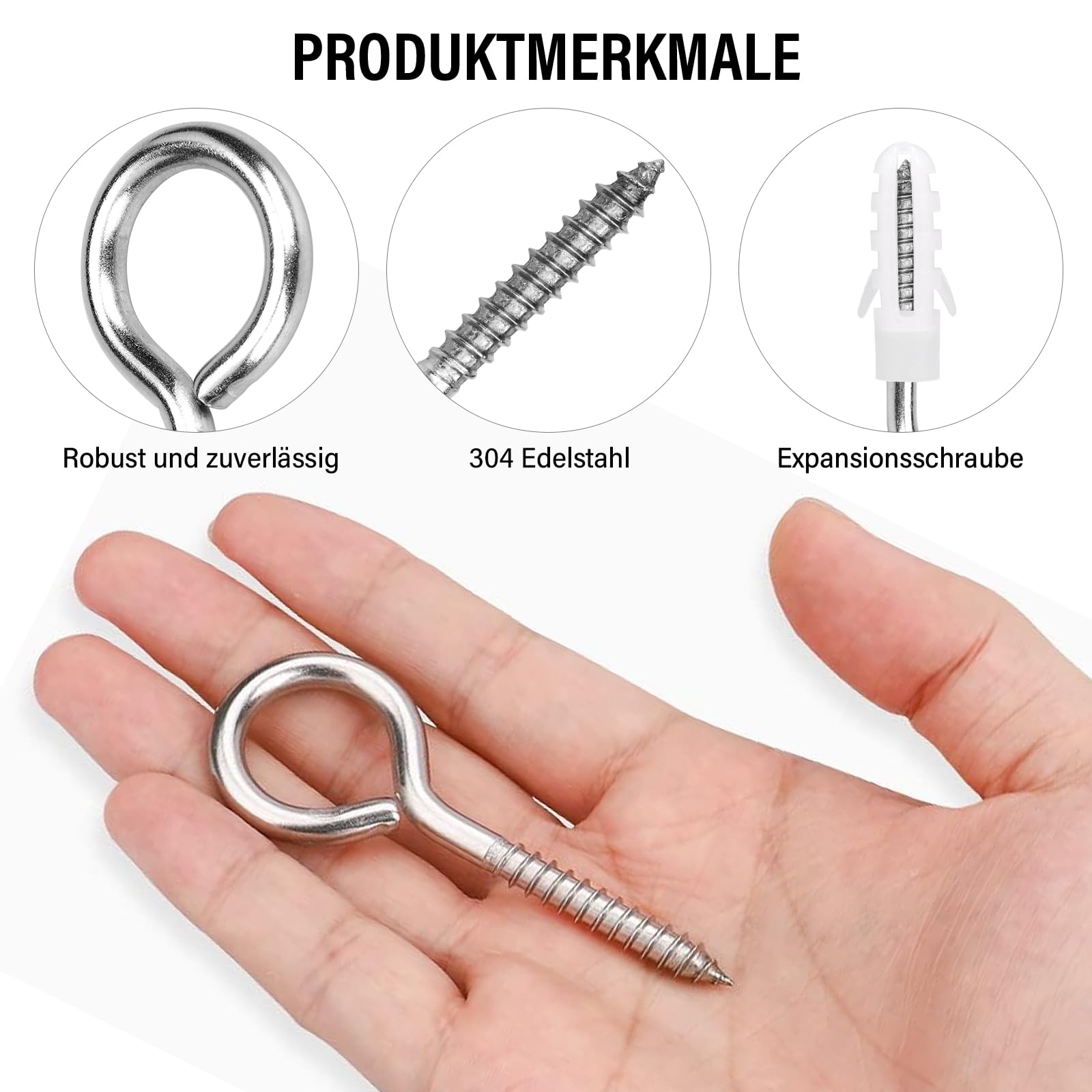 Oeillets Crochets à Vis Acier Inoxydable De Haute Qualité M3 M4 M5 Petits Crochets Autotaraudeurs Avec Oeillet Pour Hamacs, Chaises à Bascule