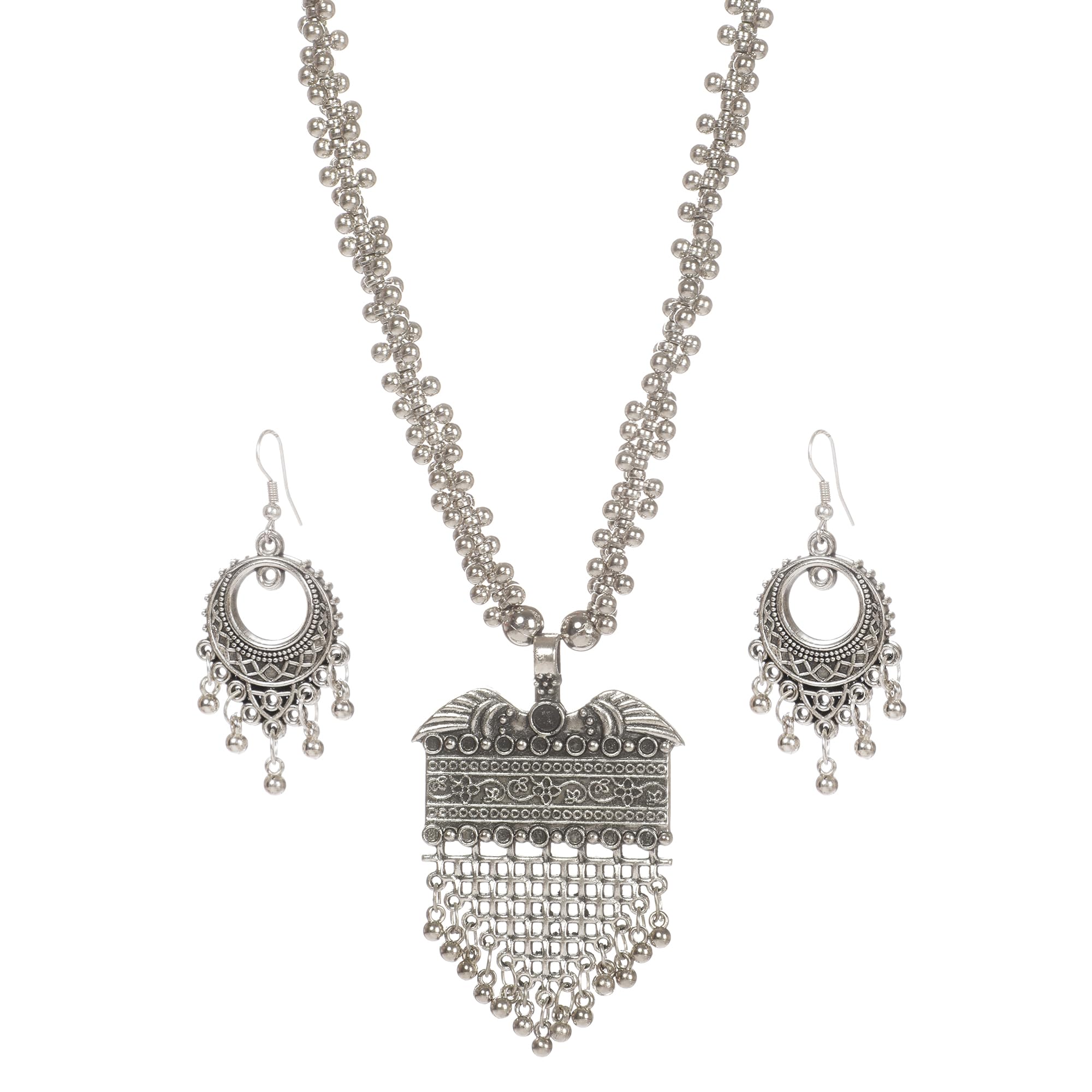 Statement tribal necklace with traditional jhumka earrings