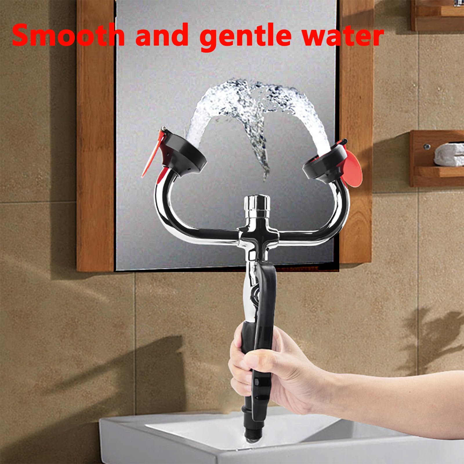 Ducha con Descarga Ojos,estación Lavado Ojos Montada con Boquilla Rociadora Y Mango Ergonómico,Velocidad Flujo Agua Ajustable Y Sistema Filtración Calidad del Agua,tasa De Limpieza del 99%