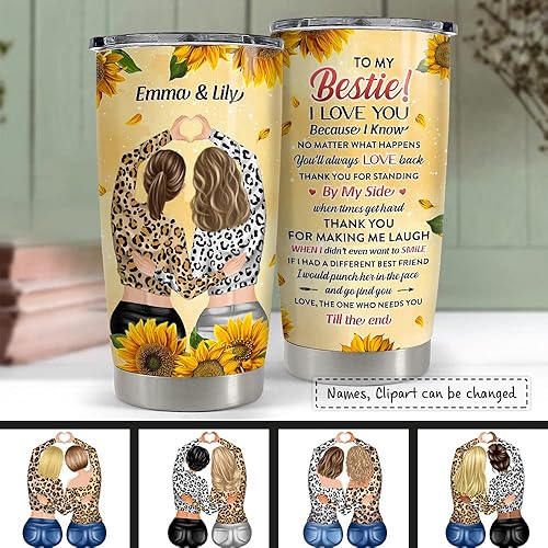 Miniatura 3 de SANDJEST Taza personalizada para mi mejor amiga 20oz 30oz Tazas con tapa, regalo para hermana, mejores amigas, mujer, niña, amistad, hermana del