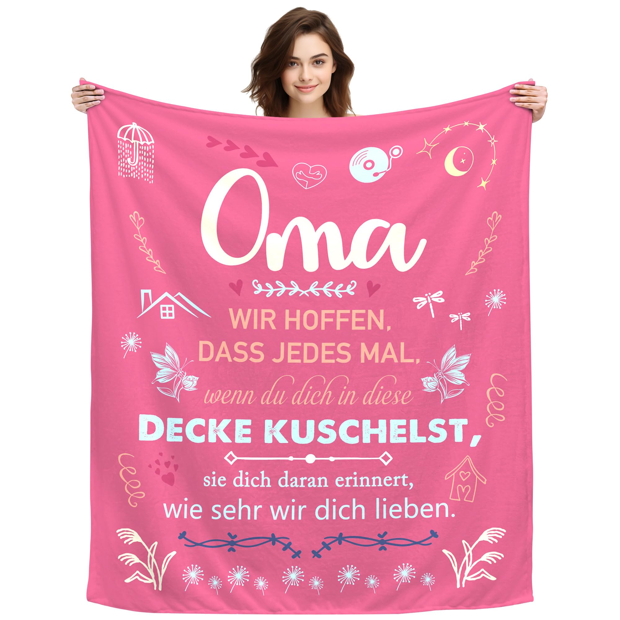 Original Renteneintritt Geschenke für Oma Frauen Kuscheldecke Geschenke für Großmutter Weihnachten Neujahrsgeschenk Geburtstagsgeschenk für Oma von Enkelkinder Dekoratives Decken (Oma-A)