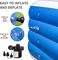 Vista 4 de Piscina inflable, piscina familiar inflable de 70 x 55 x 29 pulgadas, fiesta acuática de verano, adultos, al aire libre, jardín, patio trasero
