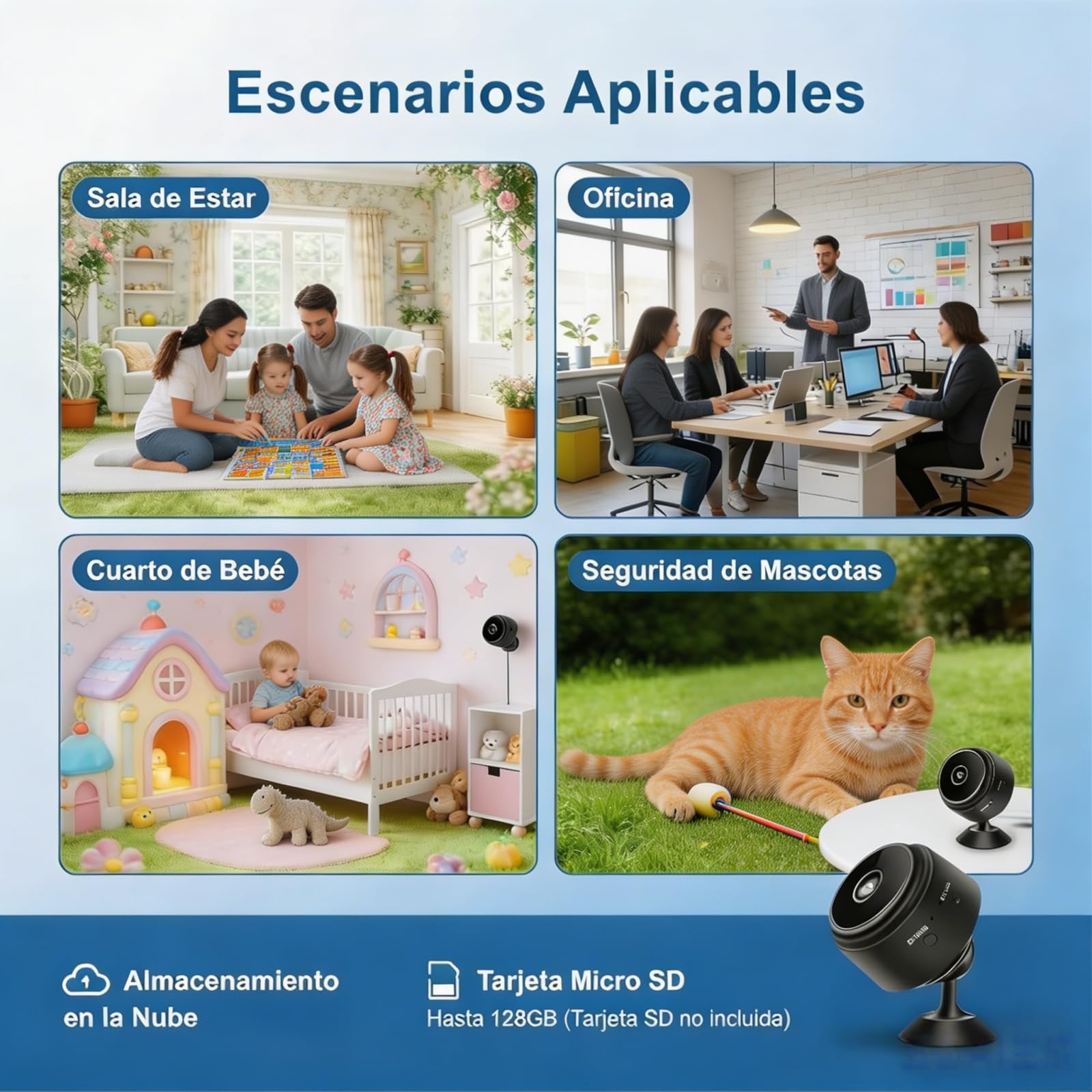 Genérico 2026 Mejorada Cámara Oculta para Uso Doméstico, Mini Cámara de Seguridad WiFi, para Bebés, Mascotas, Compatible con Teléfonos Inteligentes