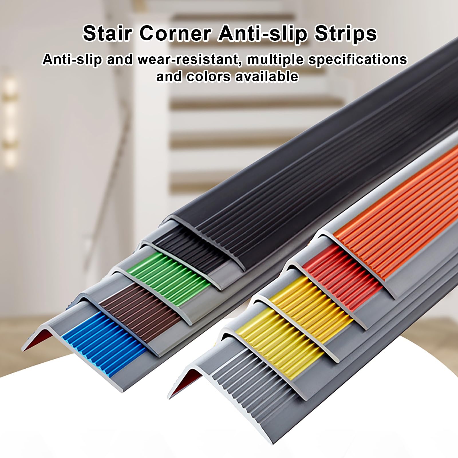 Borde de Escalera, Tira de Transición Antideslizante para Escalones, Tira de Protección de Borde de Seguridad Autoadhesiva de PVC en Forma de L, para Exteriores e Interiores, Hogar y Oficina(Yellow,10