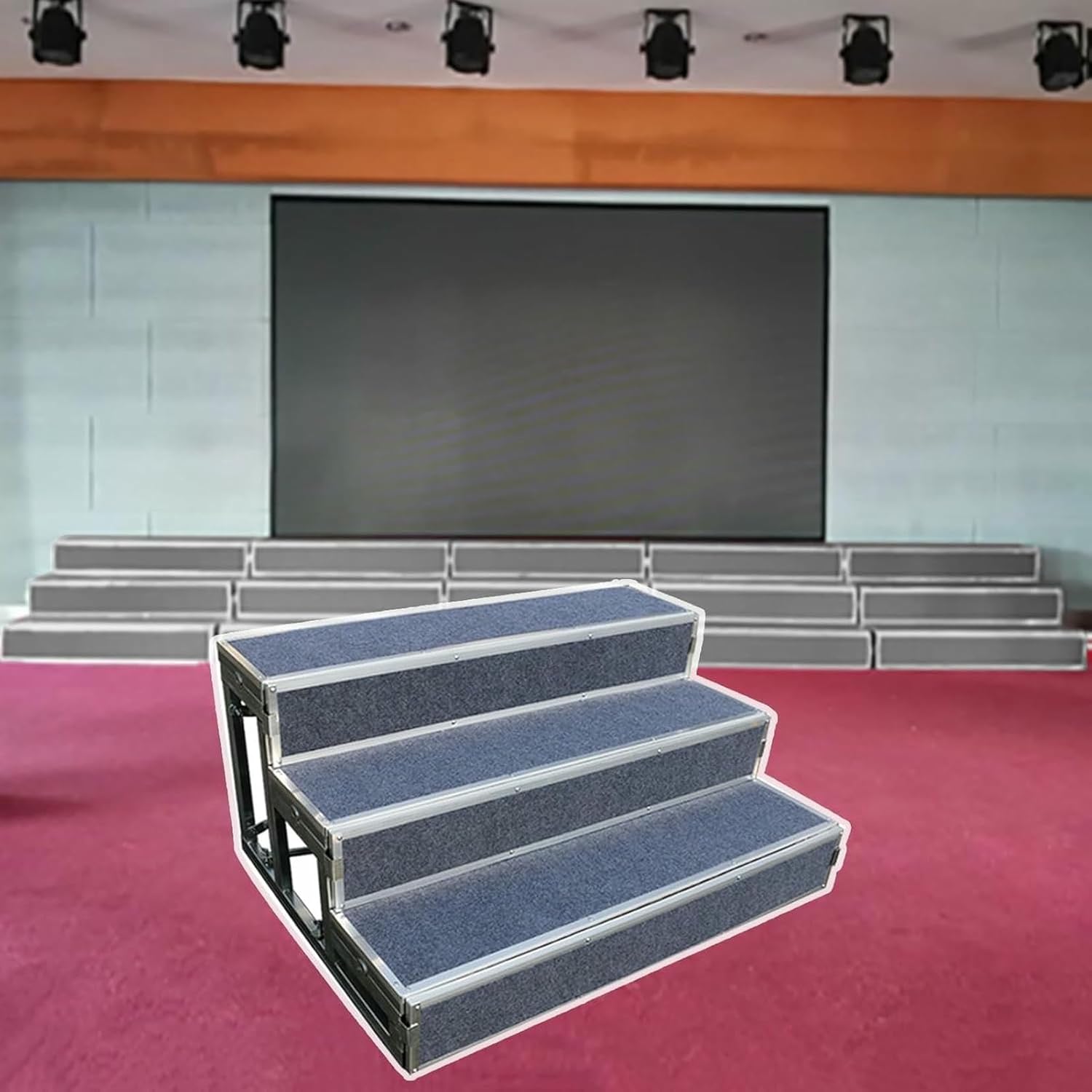Non-Slip Choir Stage Steps Choral Risers, Group Shot Award Podium Stair Platform 3 Tiers, Exhibitions/Launch Stairs Treads Stand