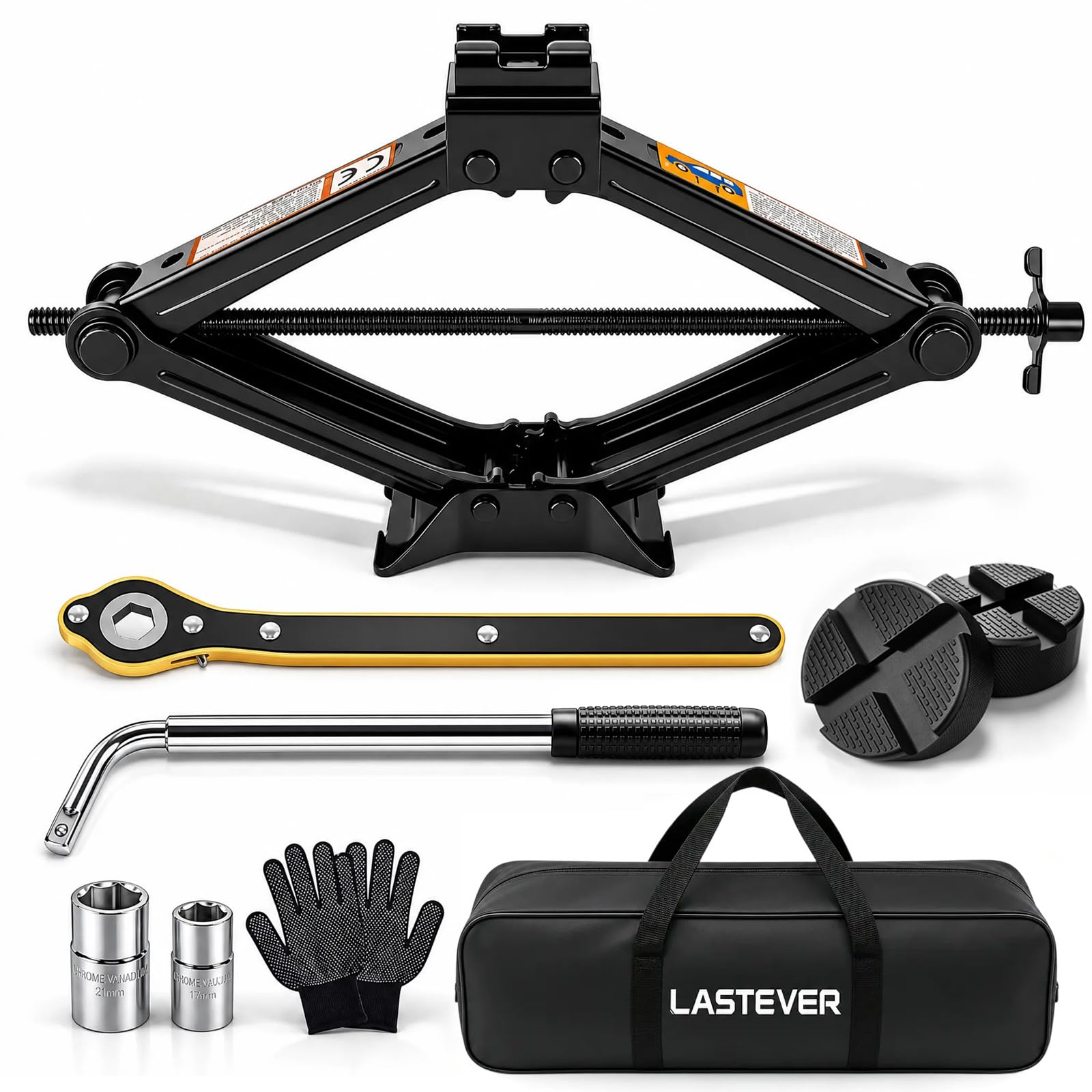 Wagenheber 2.5T/2500kg, Universelle Scherenwagenheber für Auto mit Gummiauflage,Tragbarer Wagenheber mit Radmutternschlüssel, Auto-Notfallset für SUV MPV, Ideal für Wartung Reparatur