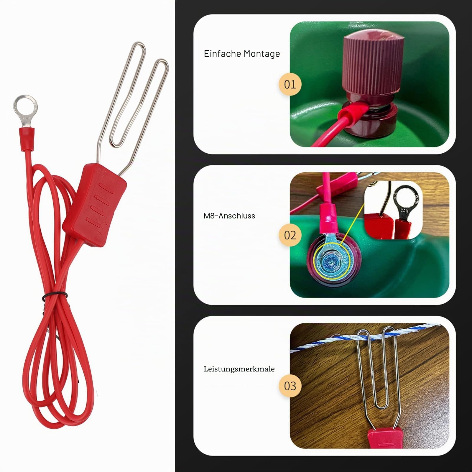 2 Set Electric Tape -Anschluss Livestock Ranch Zaun Edelstahl -Hakenanschluss Kit, M8 -Terminalzubehör, Verbindet und Behebt den Livestock Farm -Zaun mit Stabilität und Sicherheit