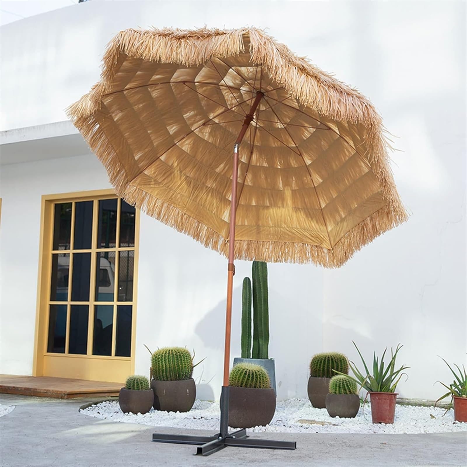 Parasol Tarasowy Parasol Ze Strzechy Słomy Z Tkaniną Odporną Na Słońce Parasole Plażowe Zewnątrz