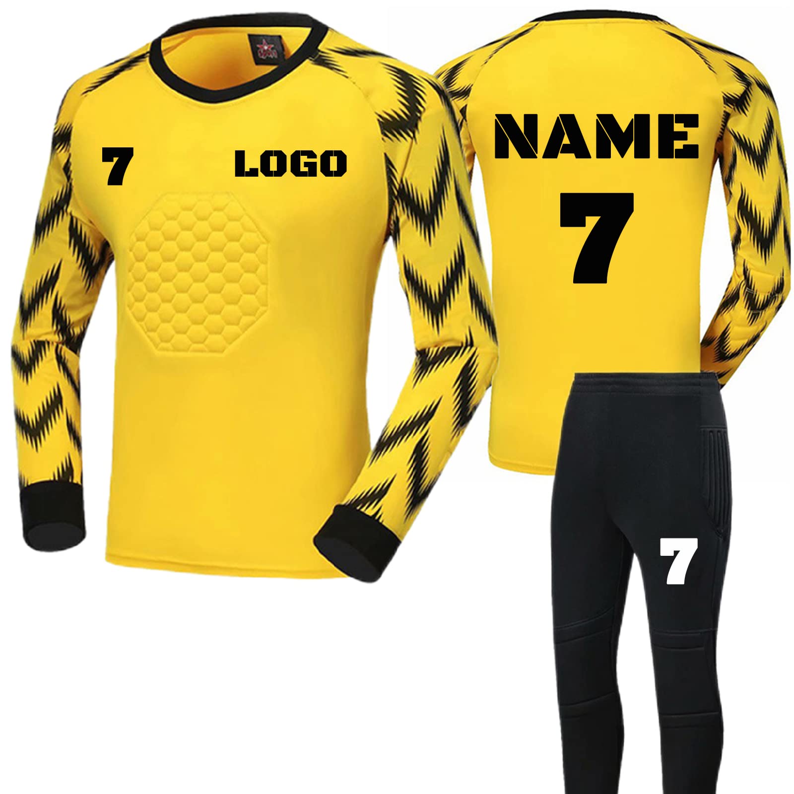 Maillot De Gardien De But Personnalisé Enfants Personnaliser Maillot De Gardien De But À Manches Longues Ensemble Hommes Femmes avec Nom Numéro Équipe Logo