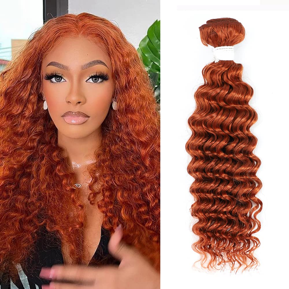 REMY HAIR Deep Wave Human Hair Bundle 350 Orange Hair