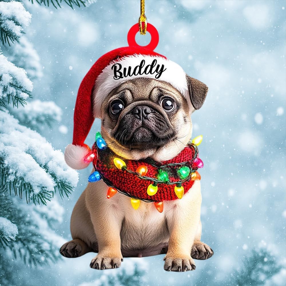 Amazon.com: Famitrendz Custom Pug Acrylic Christmas Ornament ...