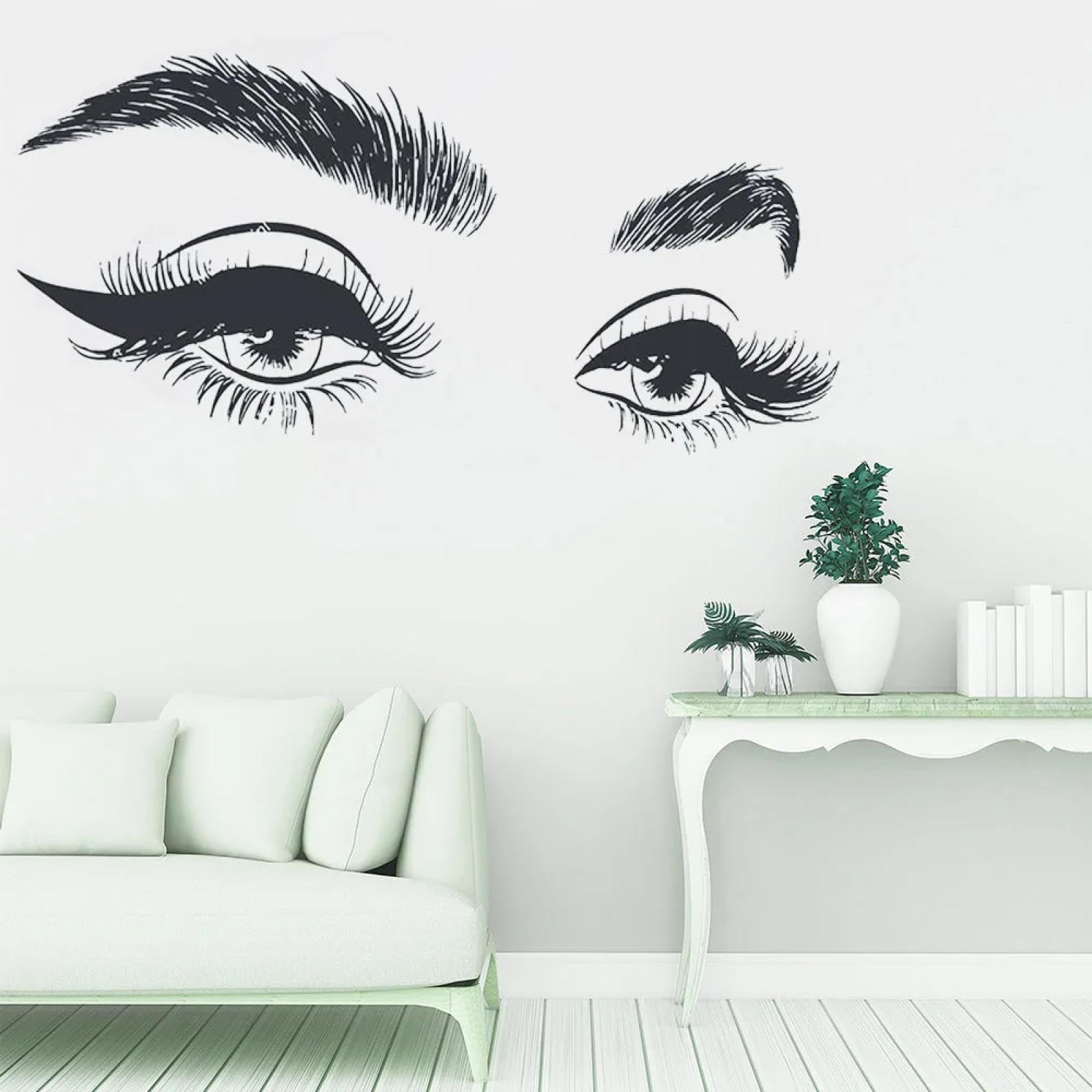 WEIMEIJIE Eyelash wall Stickers, Beauty Salon Home Fashion Women's Room wall Stickers, Vinyl Mirror Bathroom Art Decals