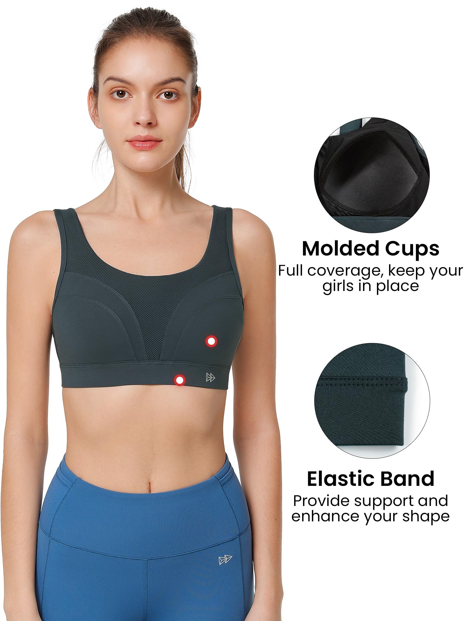 Yvette Reggiseni sportivi regolabili modellati di supporto - Reggiseno senza fili ad alto impatto per seni grandi