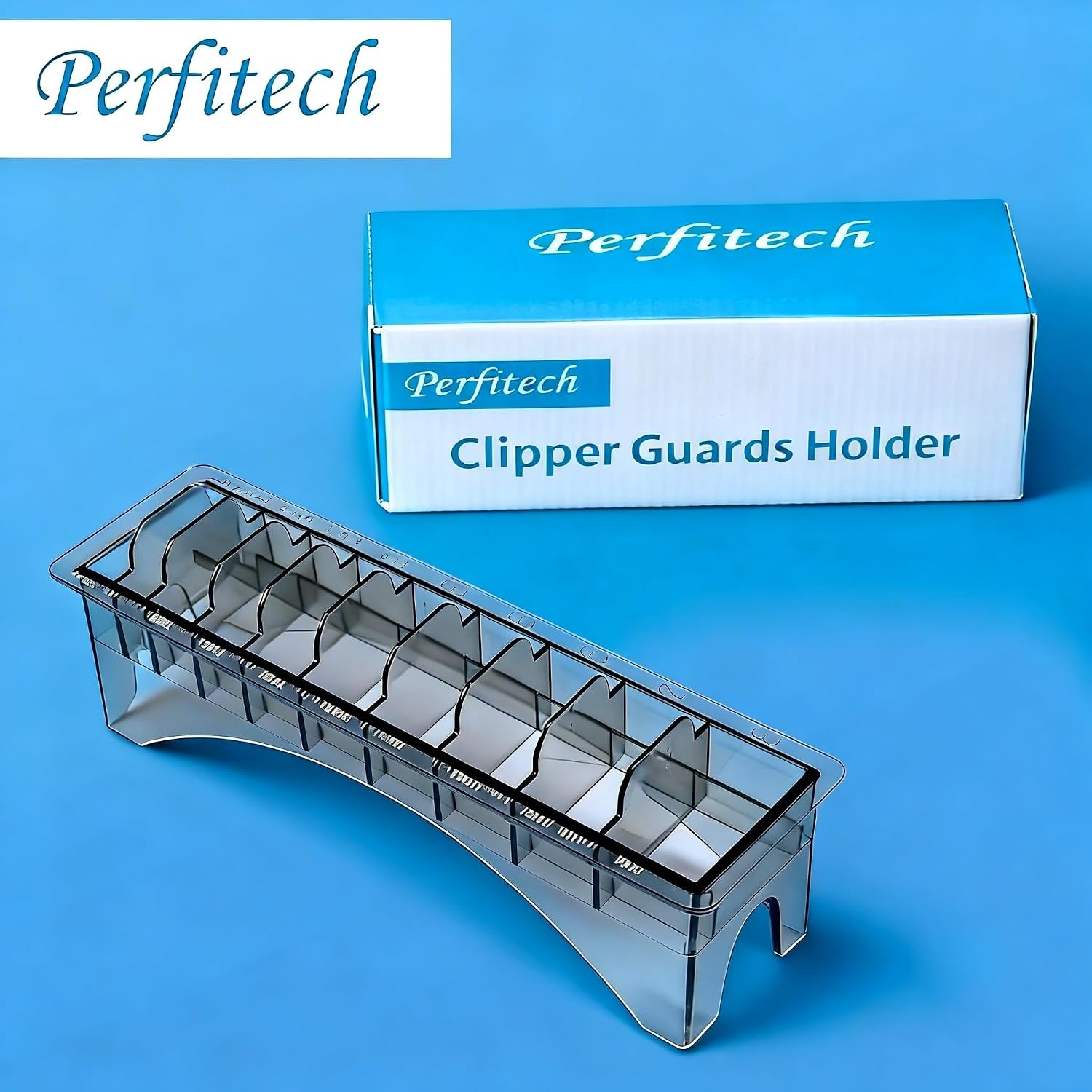 Perfitech Clipper Guard Holder Organizer with 10 Slots, Black, Sturdy Polycarbonate Material