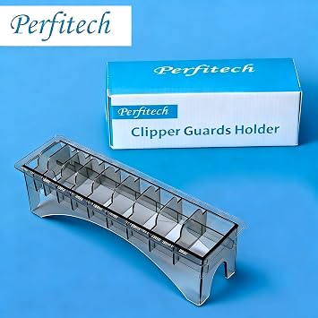 Perfitech Clipper Guard Holder Organizer with 10 Slots, Black, Sturdy Polycarbonate Material